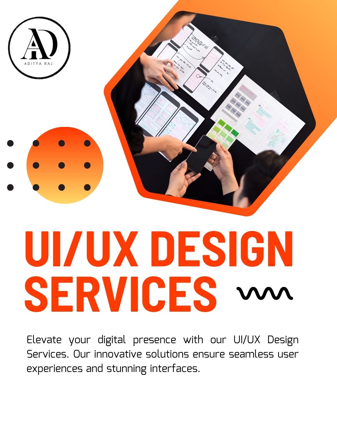 White and Orange Modern UIUX Design Services Instagram Post